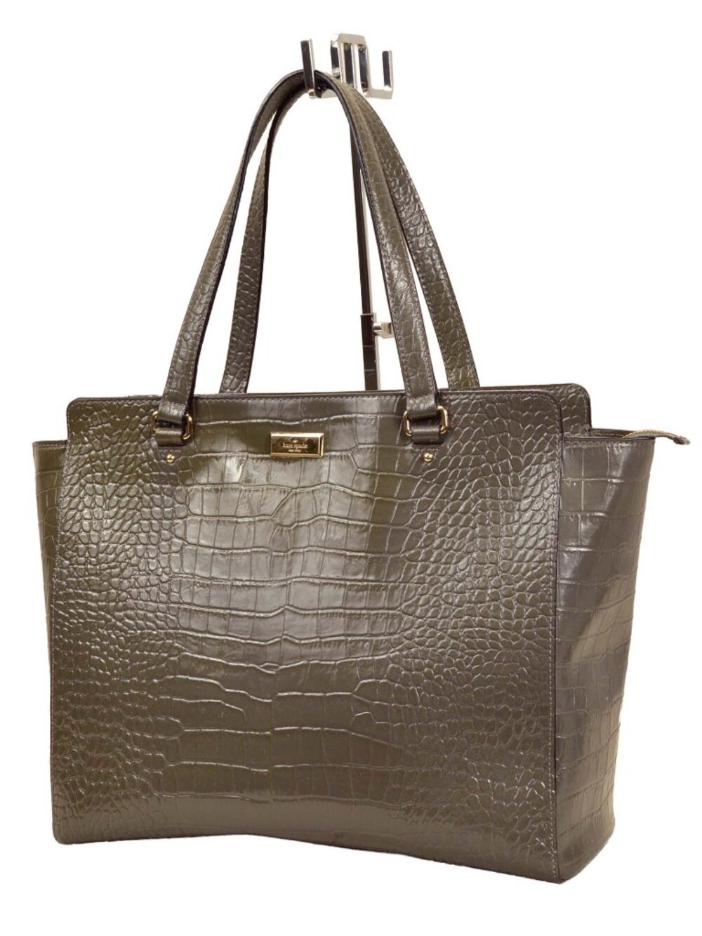 Kate Spade Grey Croc Embossed Leather Tote